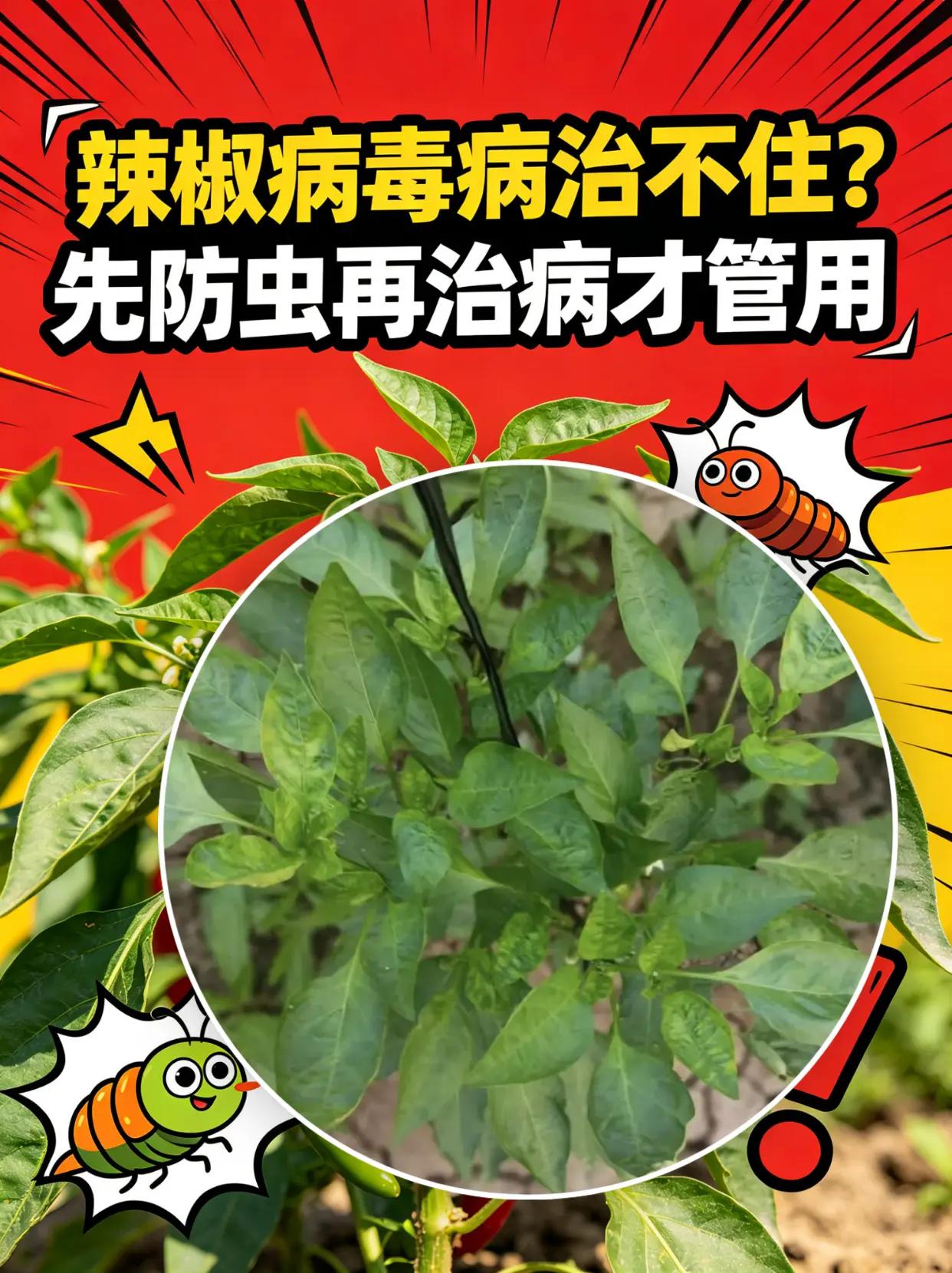 辣椒病毒病治不住？先防虫再治病才管用。辣椒种植