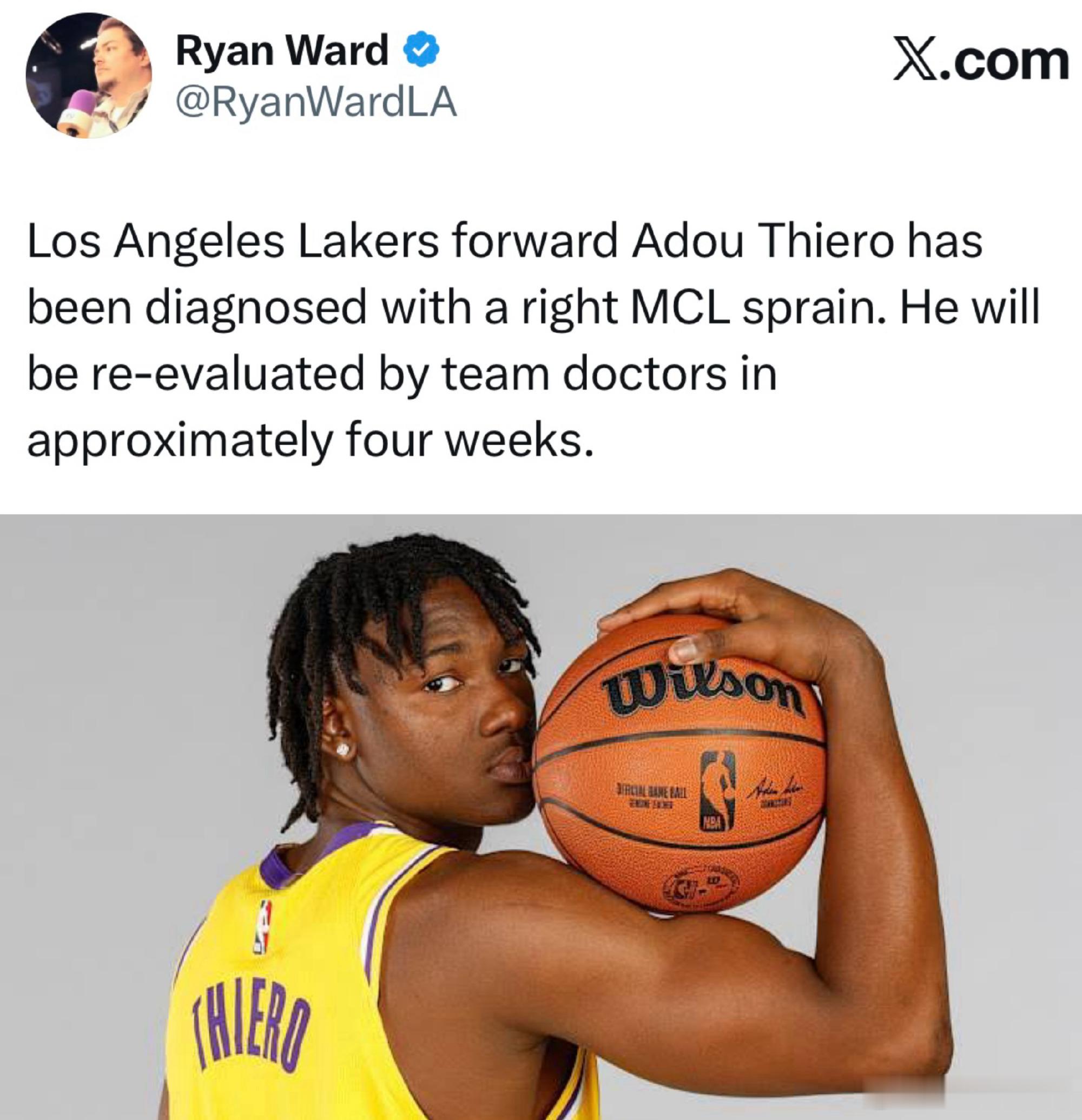 爆料！湖人今日没比赛却迎来一条坏消息！防守悍将受伤或缺数周！今天是2026年第一