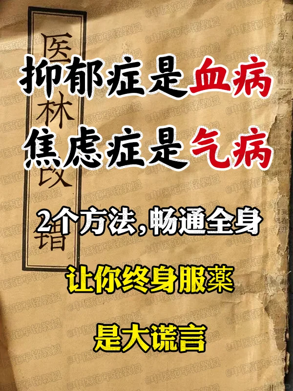 抑郁症是血病，焦虑症是气病，2个方法，畅通全身，长年服薬是大谎言 	 ...