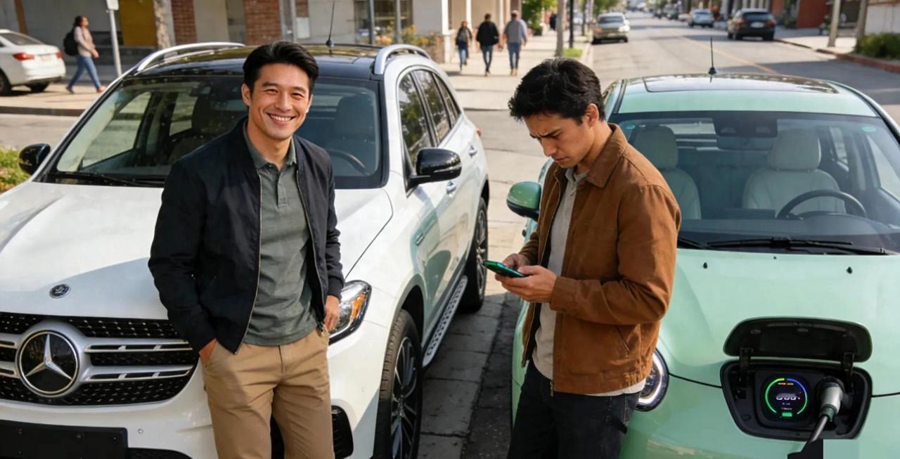 大年初六，京港澳高速服务区，零下五度。一排电车车主裹着羽绒服排队等充电桩，有个小