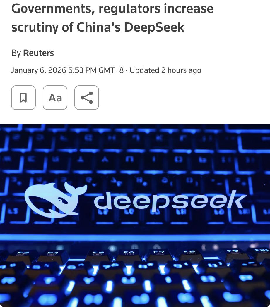 外媒：美国国土安全部近日下令将DeepSeek产品从民用机构IT系统中移除，称其