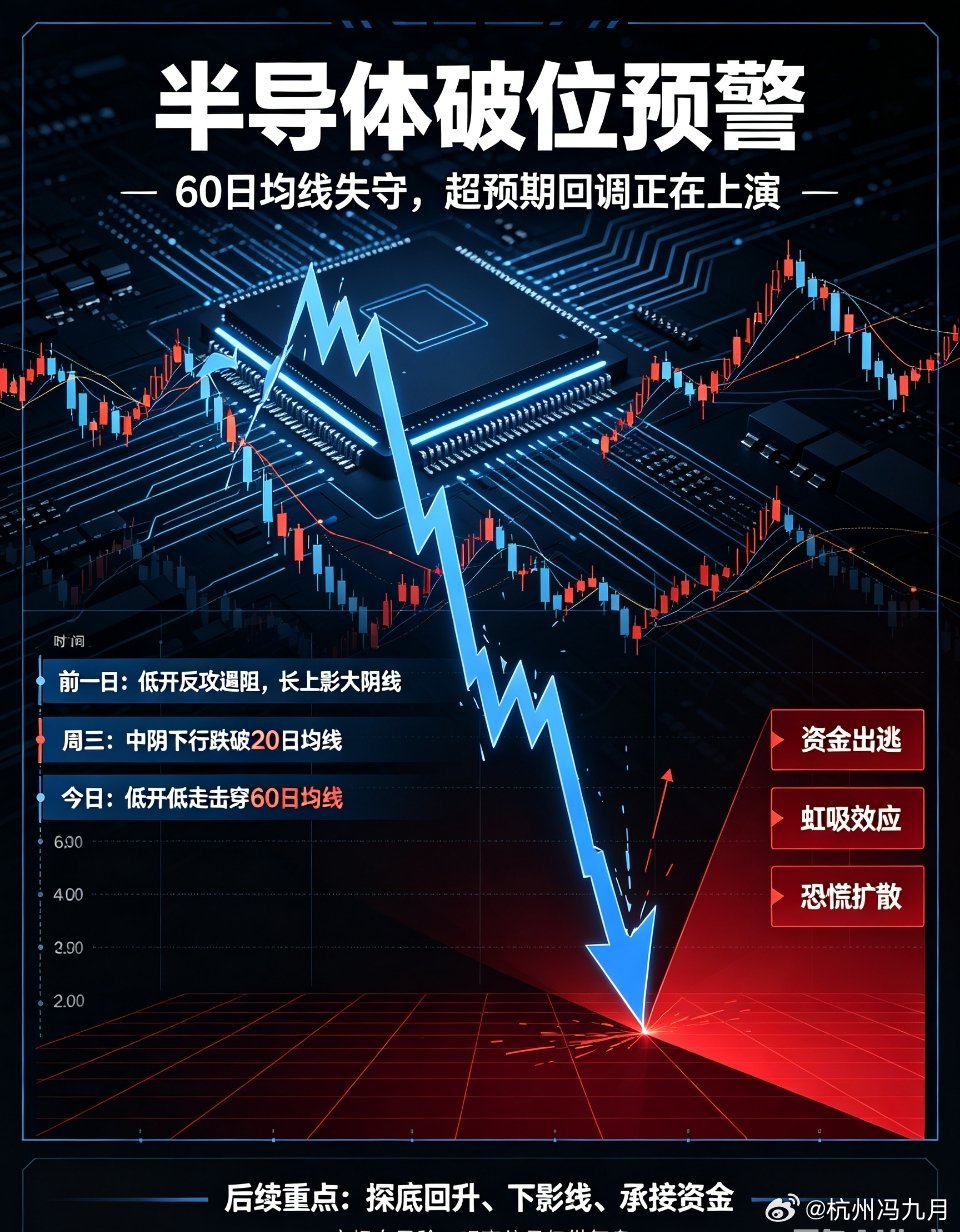 A股半日放量1219亿调整深度复盘：半导体断崖式大跌，60日均线宣告失守，回调力