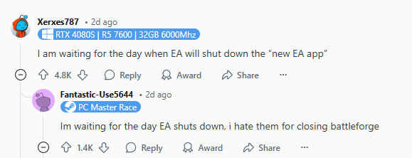 Reddit 老铁锐评 EA 4 月下架 Origin 客户端：“我等着 EA 