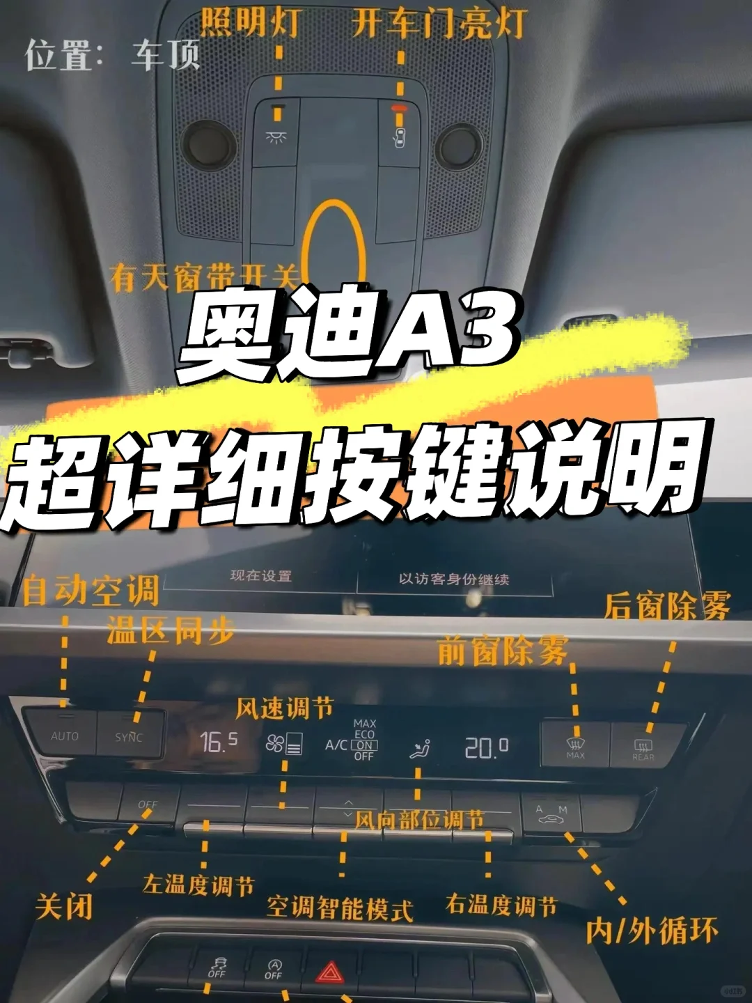 干货分享｜奥迪A3按键功能图解 赶紧码起来📖