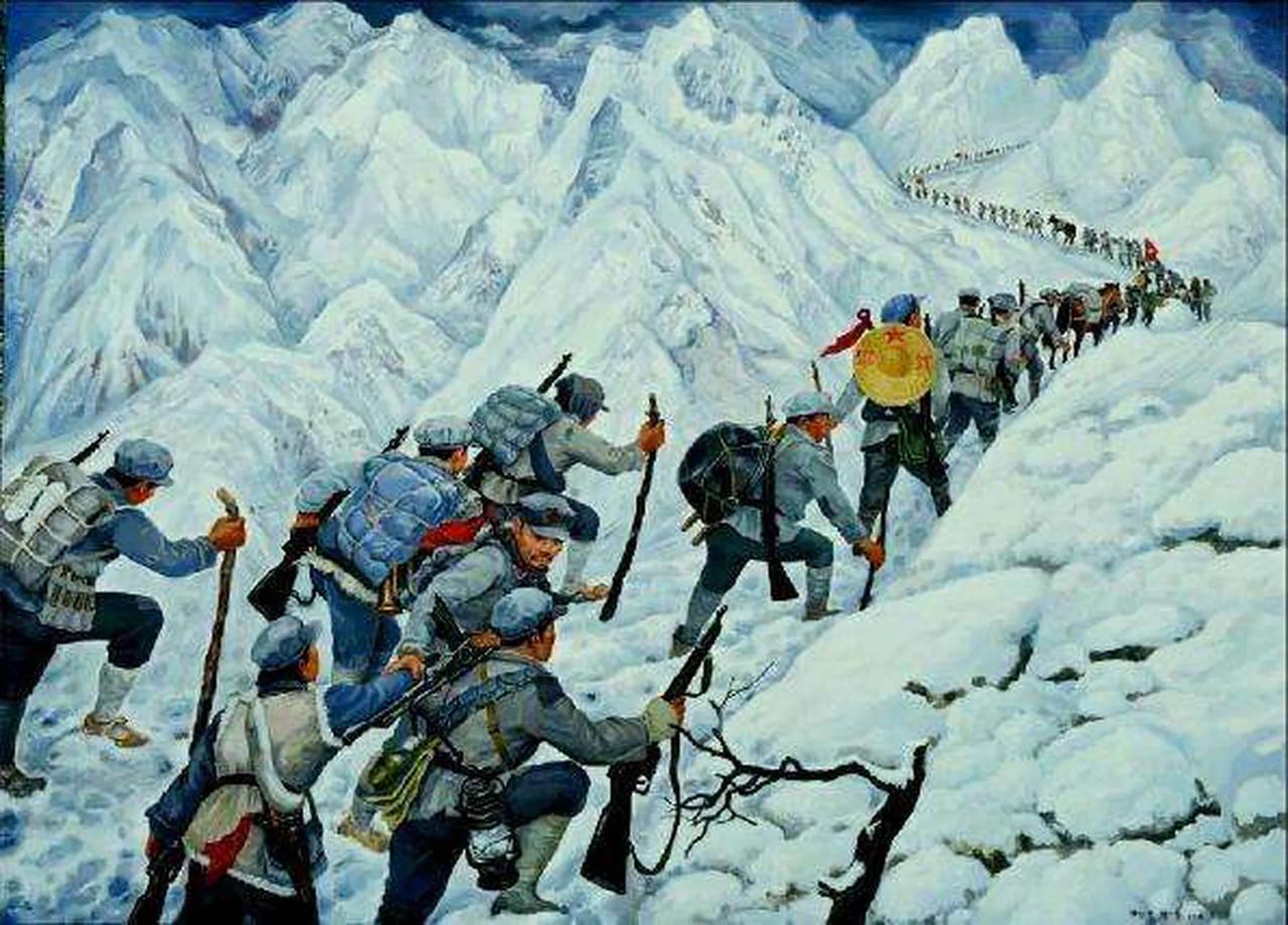 忆秦娥《颂长征》
岷山雪，
千军万马腾飞越。
腾飞越，
艰难险阻，踏波驱遏。
