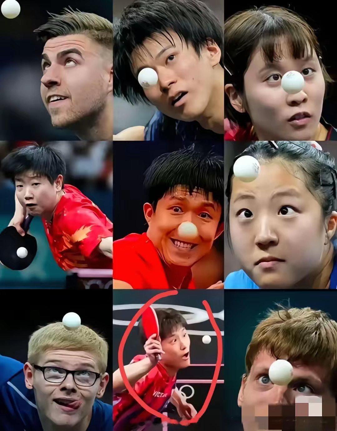乒乓球选手的发球瞬间：张本智和的这张图真的绝了，我要是看到这张图能忍住不笑那可就