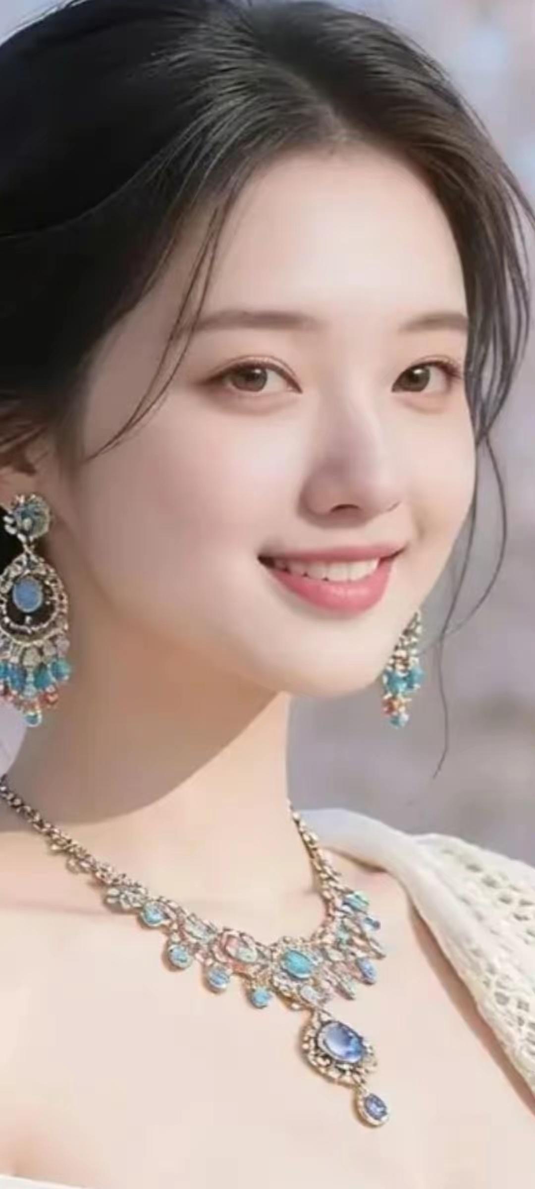 漂亮美人，珠宝闪耀，笑颜如花