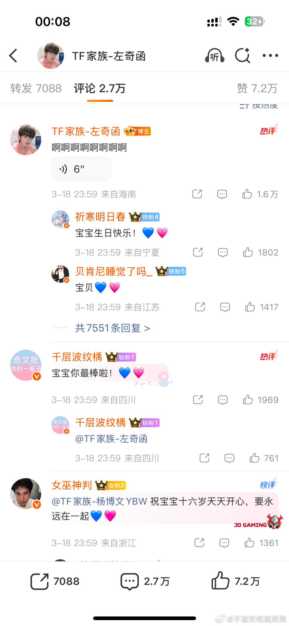 tg 左奇函生日博前排都是cpf 