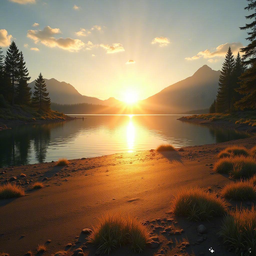 🌅光与影交织的瞬间，仿佛时间都静止了。湖面如镜，映出心底的宁静与梦幻。🌊💖
