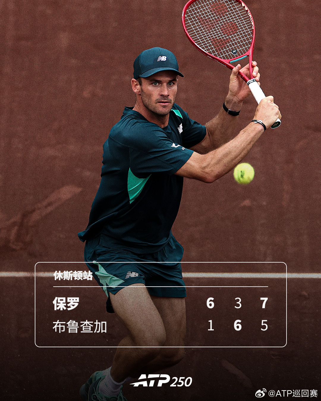 红土首冠🏆ATP250 休斯顿站决赛，4号种子保罗克服决胜盘3-5落后，化解3