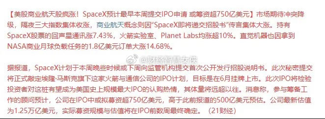 重磅利好！商业航天重磅利好，总龙头即将IPO！今天A股主题概念，注意观察商业航天