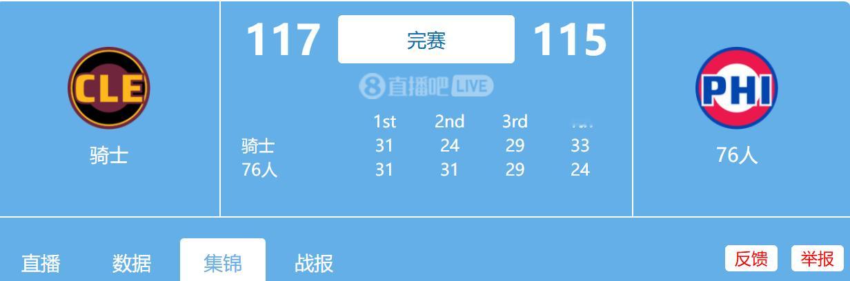 名称：1.17日 NBA常规赛 骑士vs76人全场比赛录像描述：骑士三杀76人！