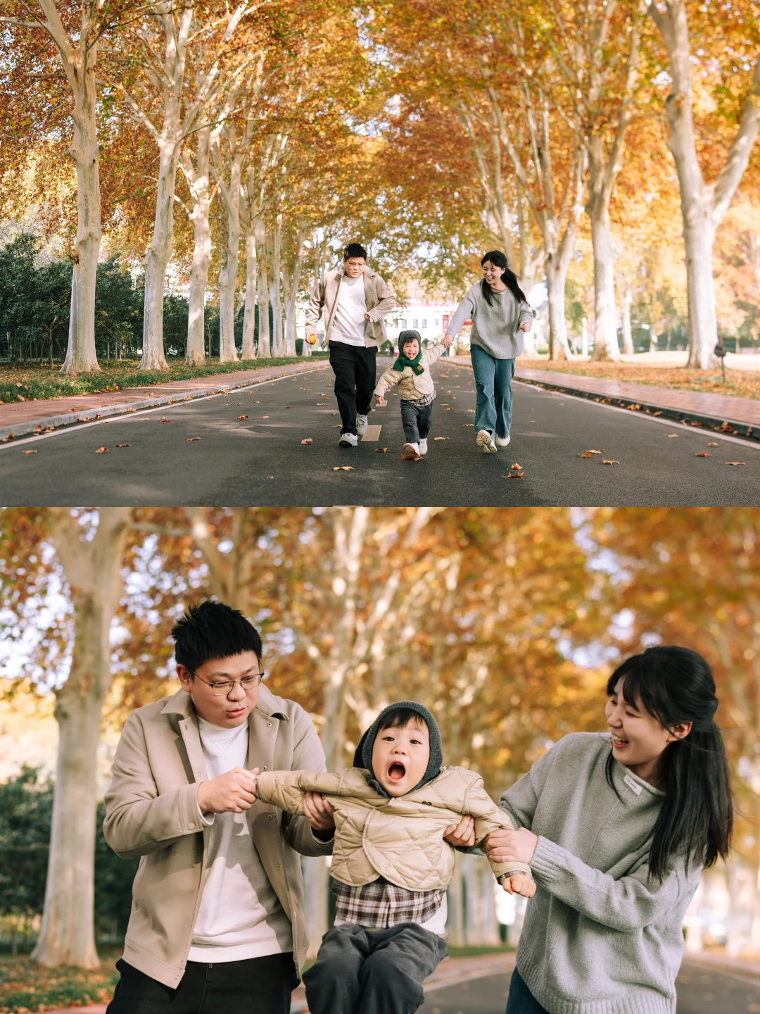 郑州亲子照｜绝美的秋日梧桐大道🍂