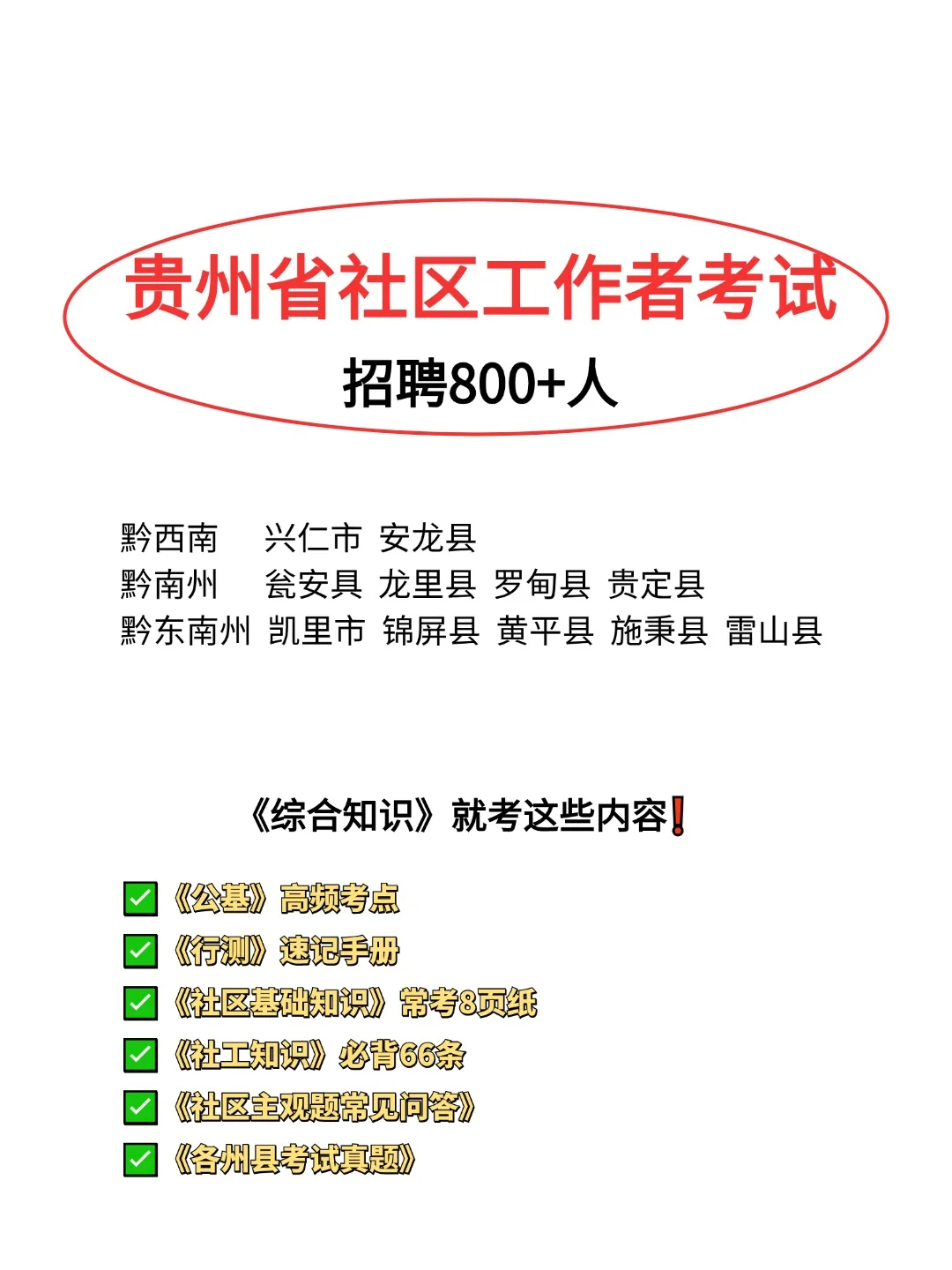 2024贵州社区工作者考试，就考这些❗