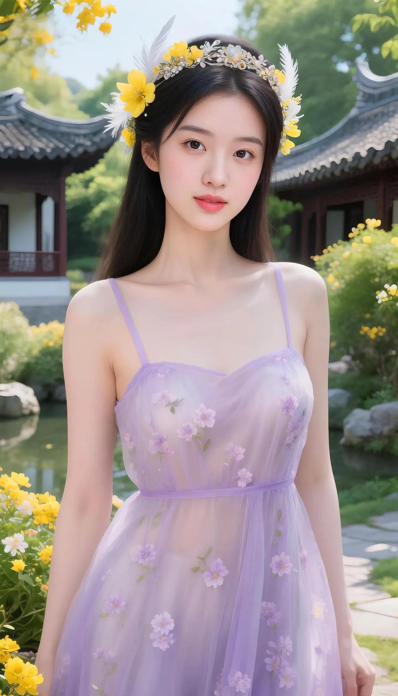 花间美人，春意盎然。分享美好生活照