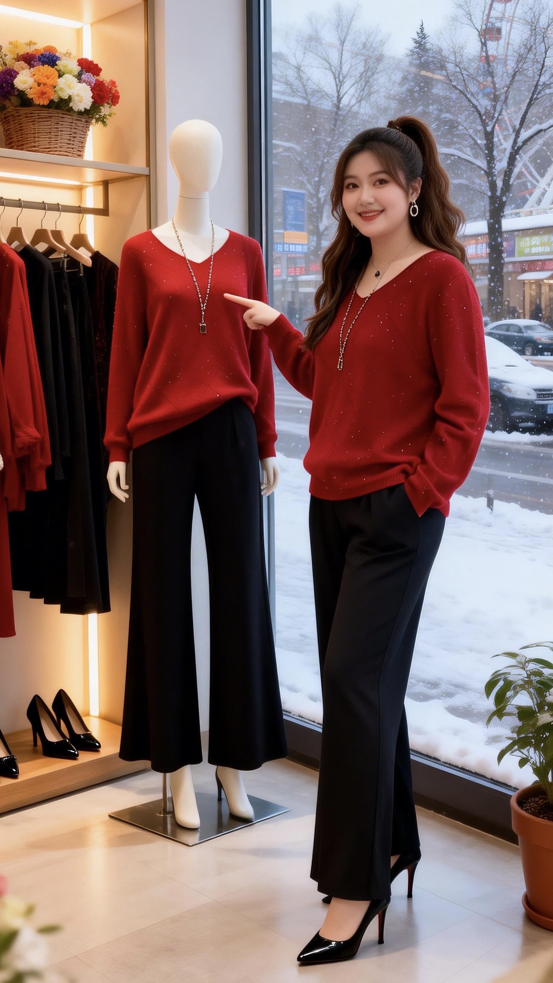 大码穿搭 红色针织衫 让人眼前一亮的跨年约会穿搭当我找到了适合的穿搭我...