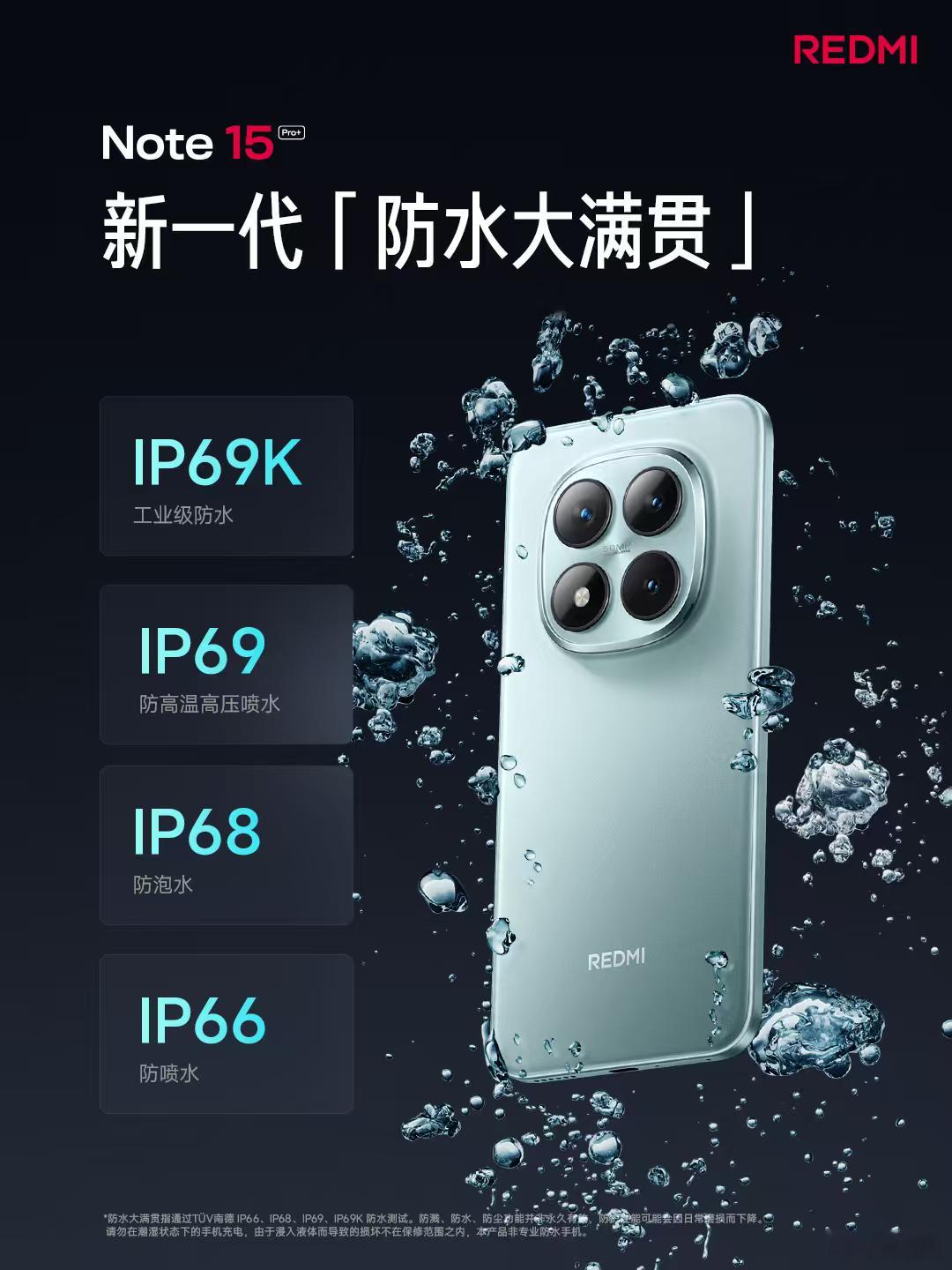 红米Note 15 Pro+新一代「防水大满贯」，除了IP66、IP68、IP6