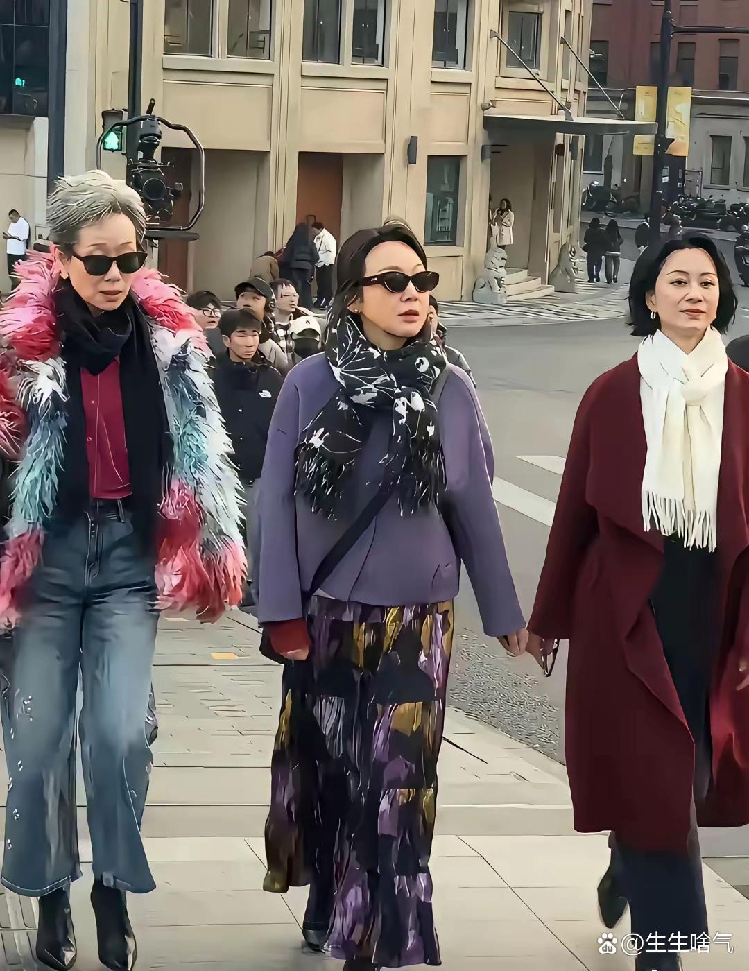 这三人的穿着都好好看看但我觉得中间的最好看时尚，你觉得呢？ 