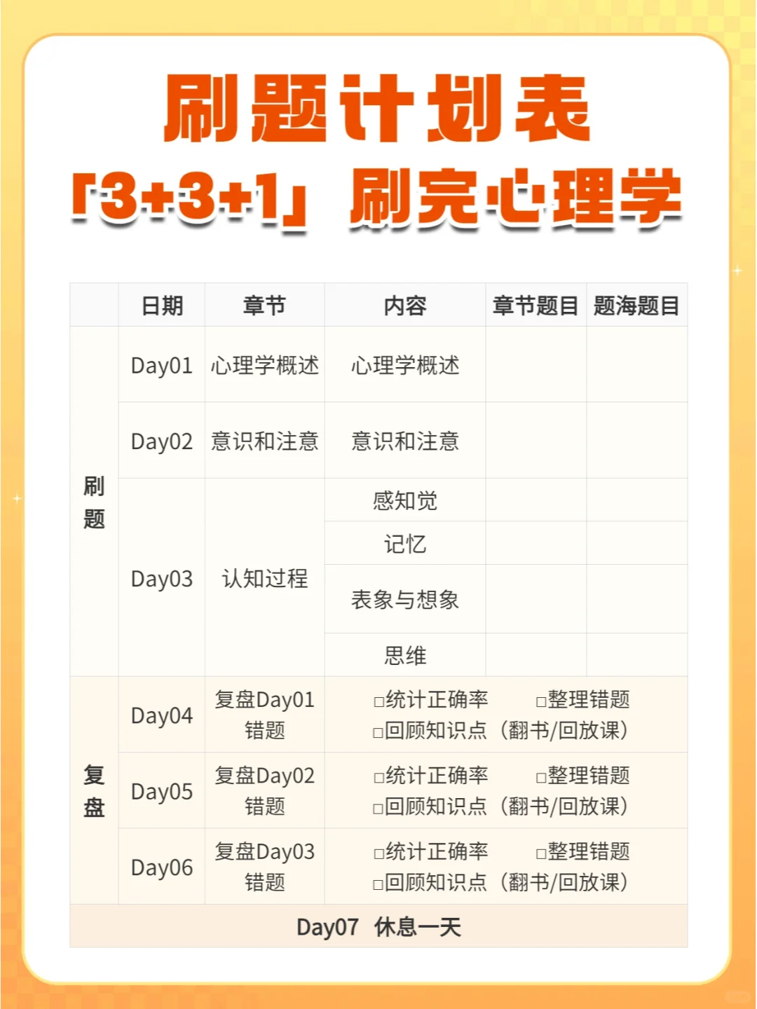 计划表拿走！30天刷完教基题-心理学 🔥