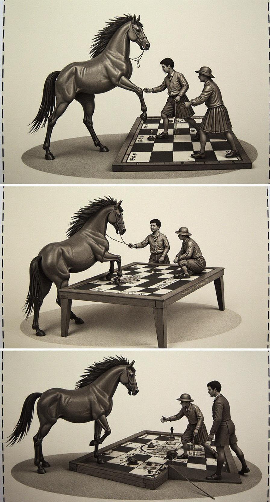 赏析：这幅对联的下联“茶壶一肚可撑船”与上联“棋盘三尺能跑马”相映成趣。下联以茶