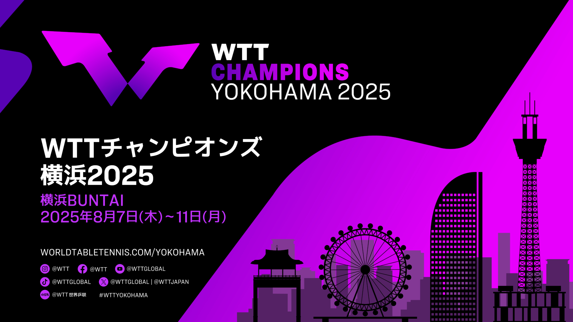 WTT冠军赛横滨站🇯🇵🗓️8月7日-8月11日🏟️横滨BUNTAI 