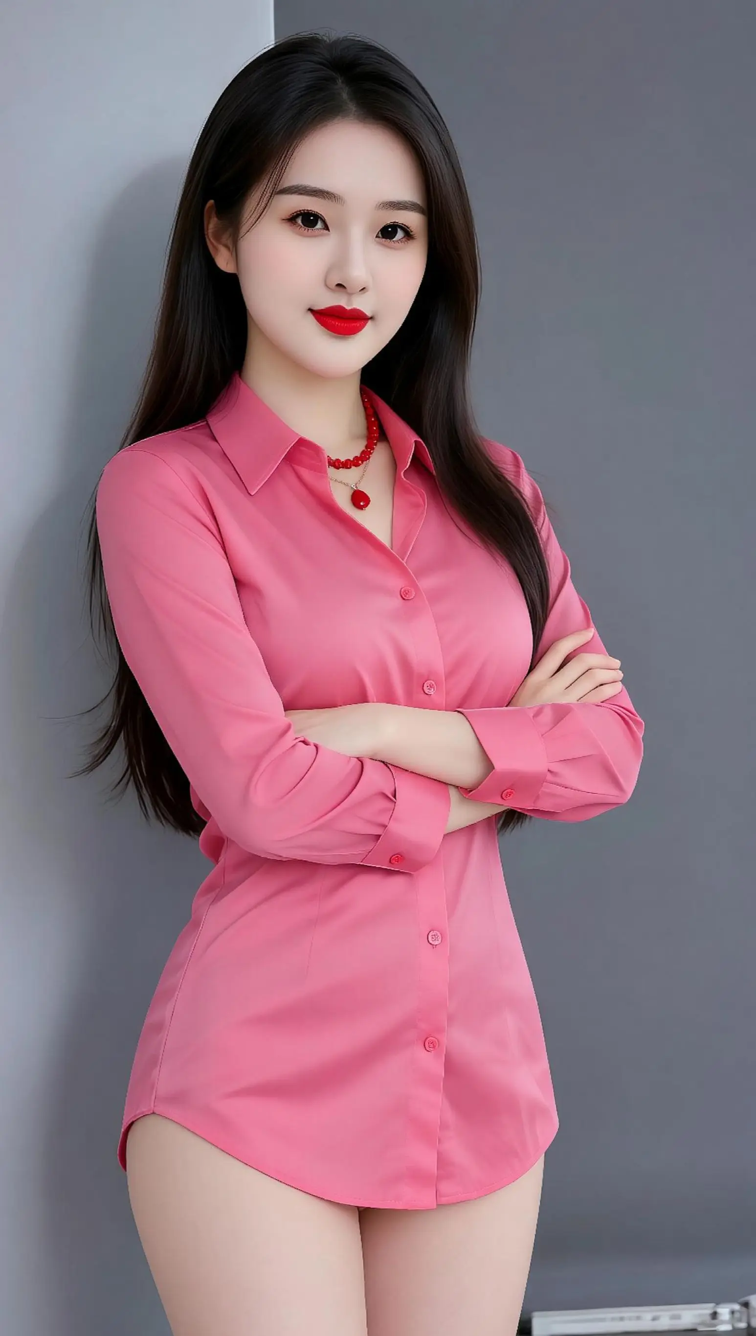 AI玫粉衬衫照 ai创作