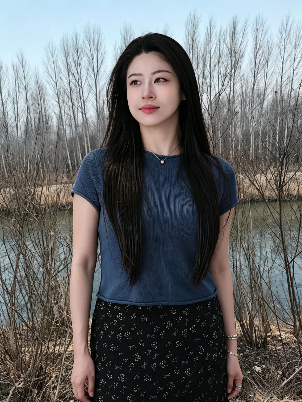 抬眸望向远方，
眼里盛着整个季节的温柔，
像风掠过水面，
无声，却在时光里，漾开