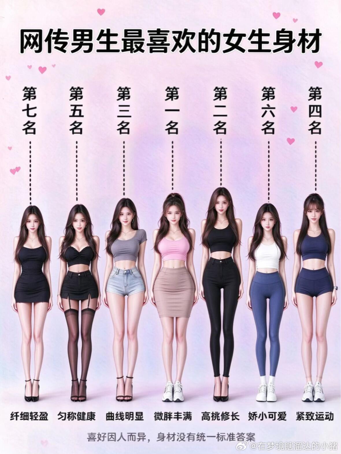 网传男生最喜欢的女生身材，你是哪一种呢？ ​​​