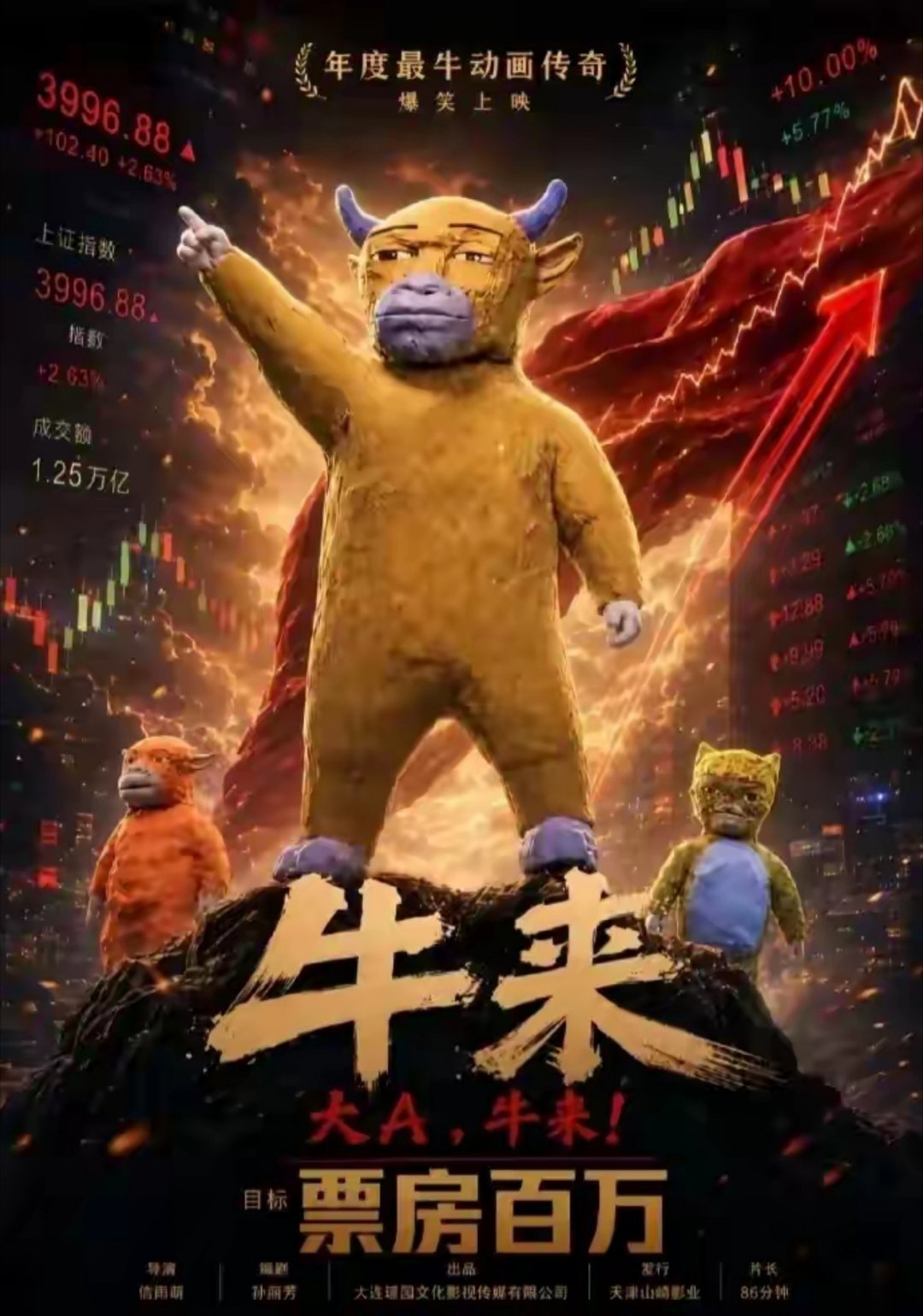 导演回应牛来下架近日，国产动画电影《牛来》上演魔幻反向爆火，一天票房暴涨超300