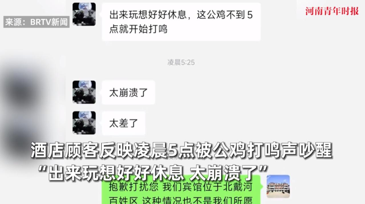 “笑不活了！”8月6日，河北北戴河，一位客人到酒店里住宿，谁知大早上5点多却被附