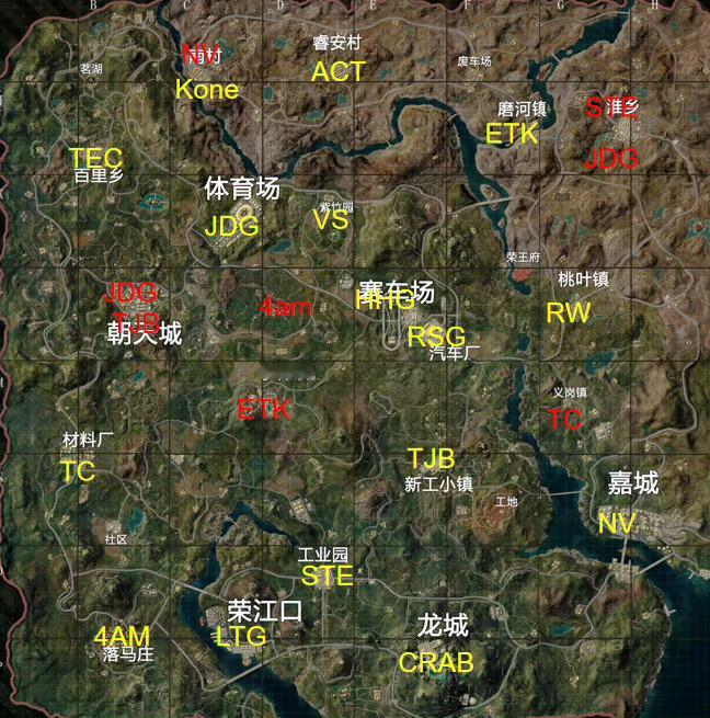 2026PEL夏季赛常规赛首周突围赛，各参赛队跳点图，仅供参考，如有变动，以参赛