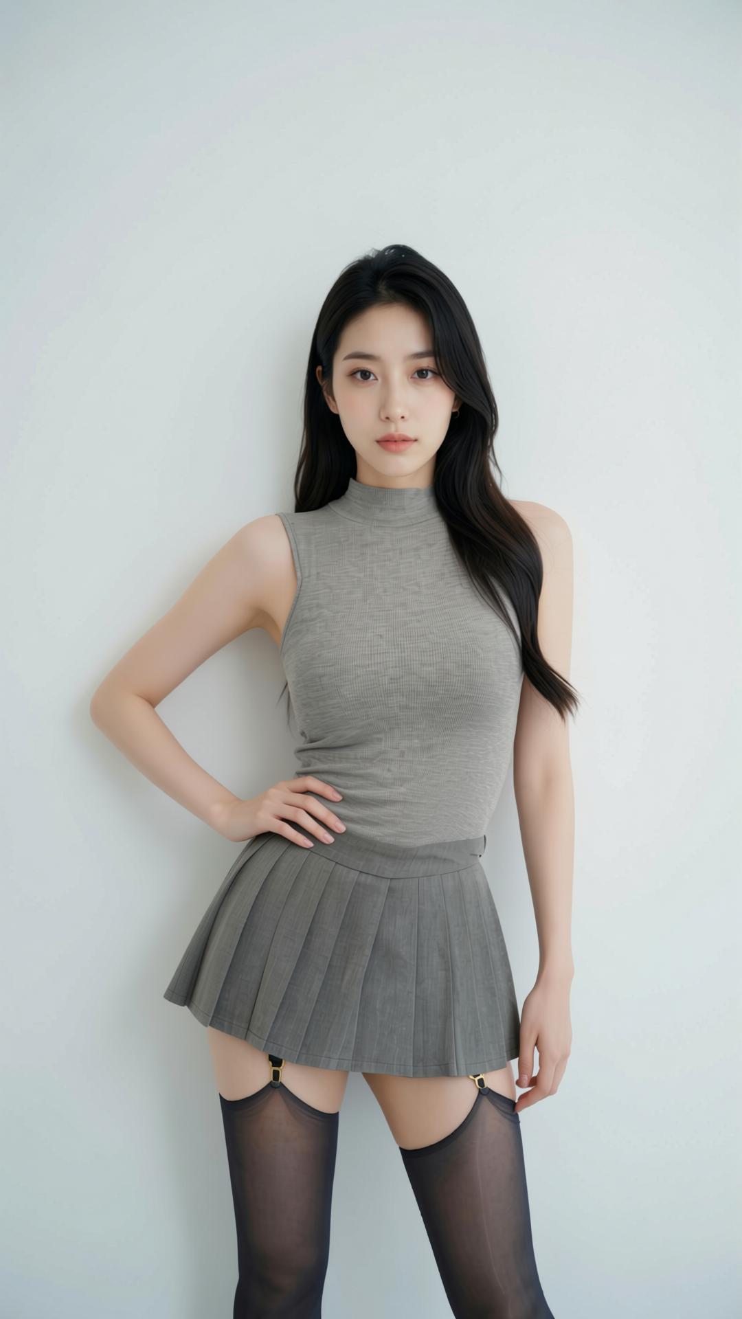 辣妹穿搭 秀身材穿搭 dou有好身材 灰色短裙搭配