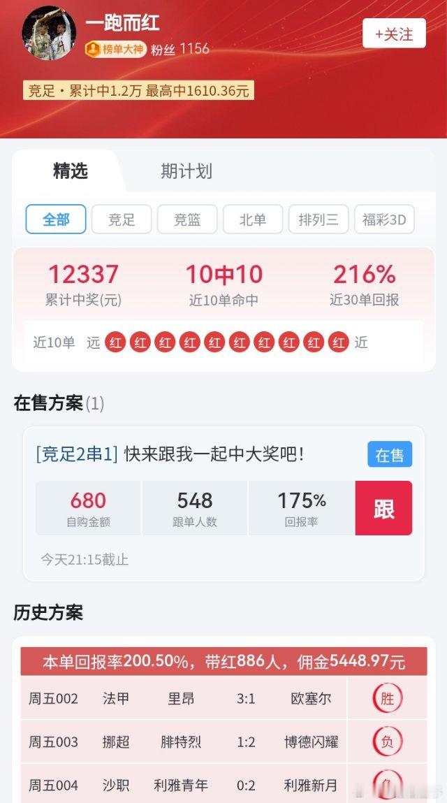 🆔一跑而红今日已发单冲击 16连红！目前战绩 15🀄15！深耕赛事多年，不玩