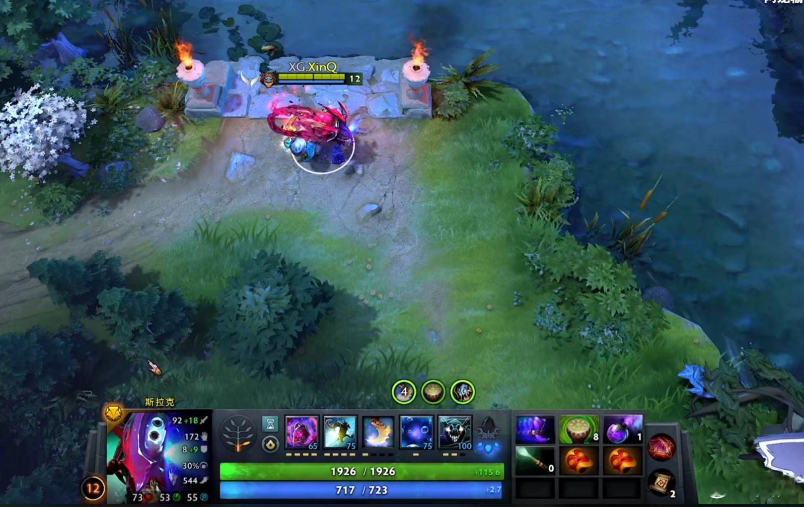 XG打液体，XINQ选了个四号位小鱼，前期各种探视野打信息，后面出魔晶保大哥，几