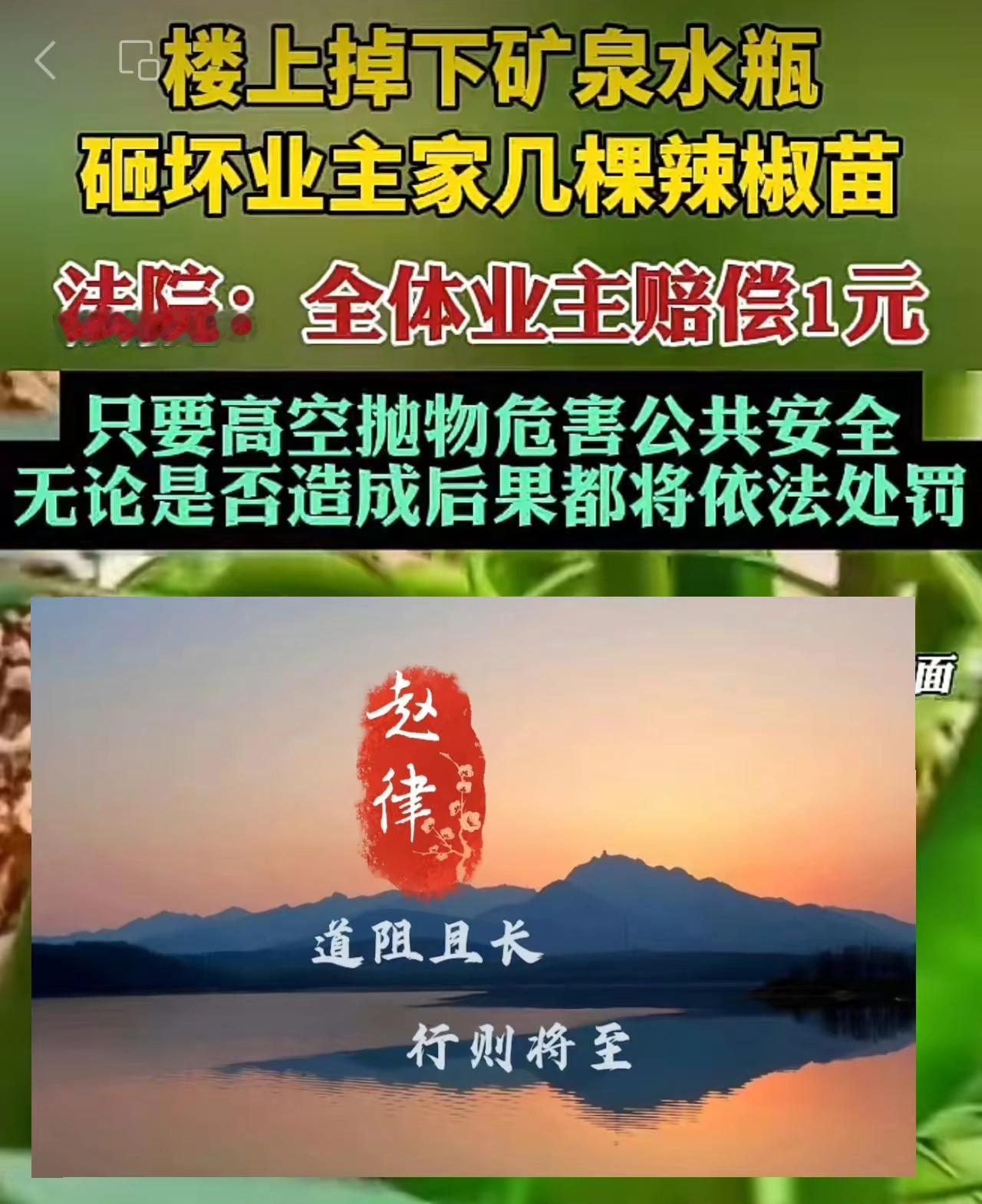 全体业主赔偿1元。
