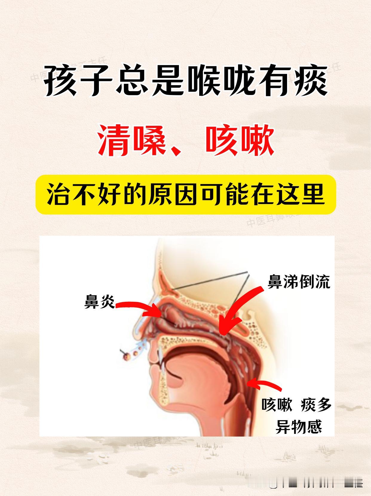 孩子总是喉咙有痰、清嗓、咳嗽，反反复复的原因可能在这里！

经常遇到家长问：“孩