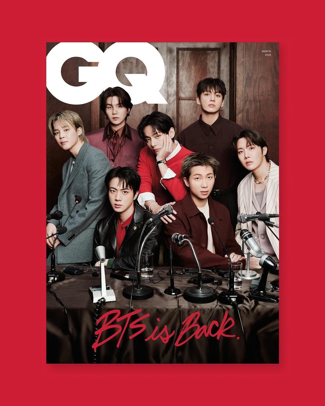 BTS 强势亮相母版美国 GQ 三月开季封面 ！随着完整体的即将回归 ，配合宣传