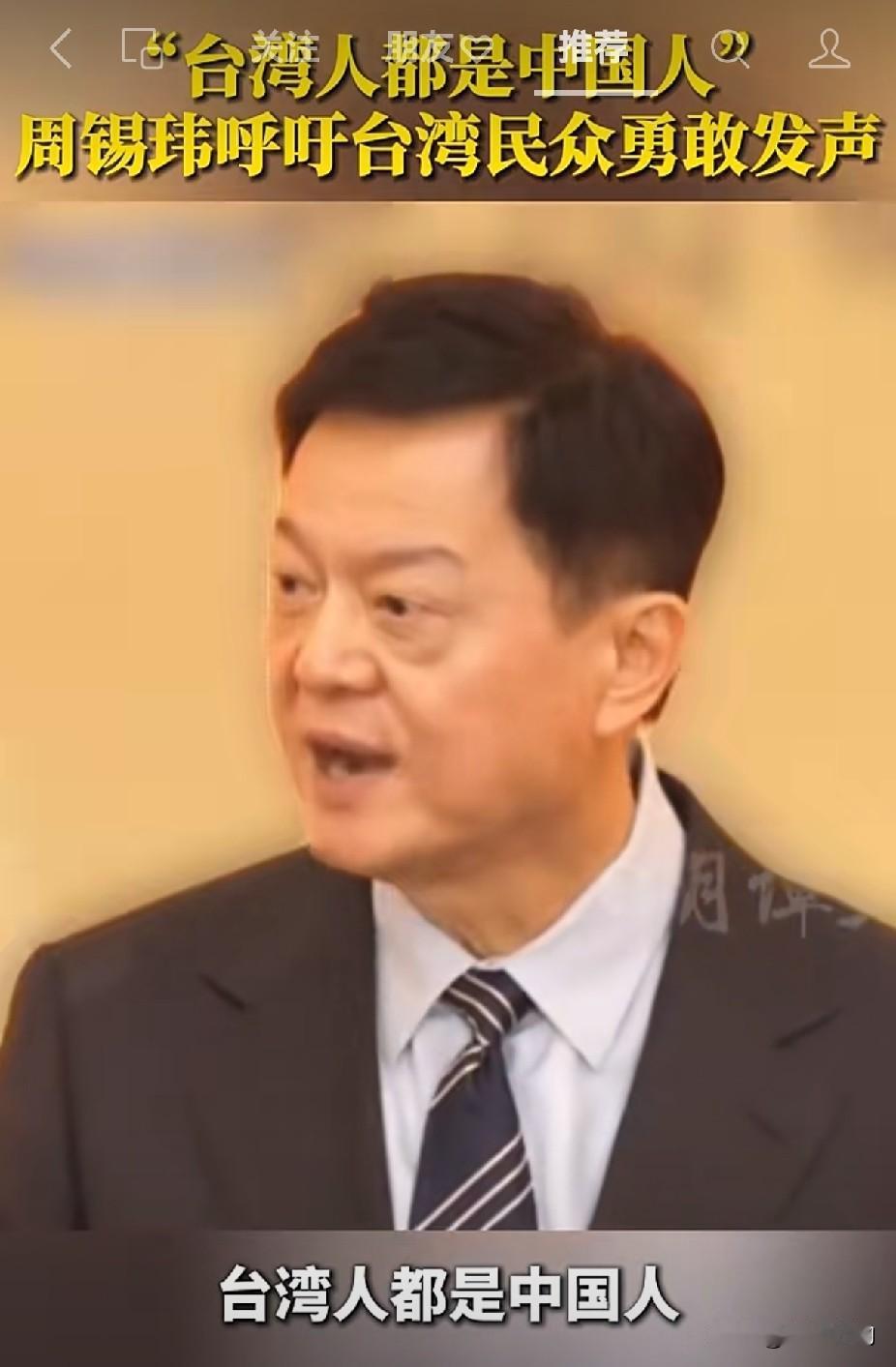 “台湾人都是中国人”，周锡玮呼吁岛内民众勇敢正视民族身份
在两岸媒体人峰会上，周
