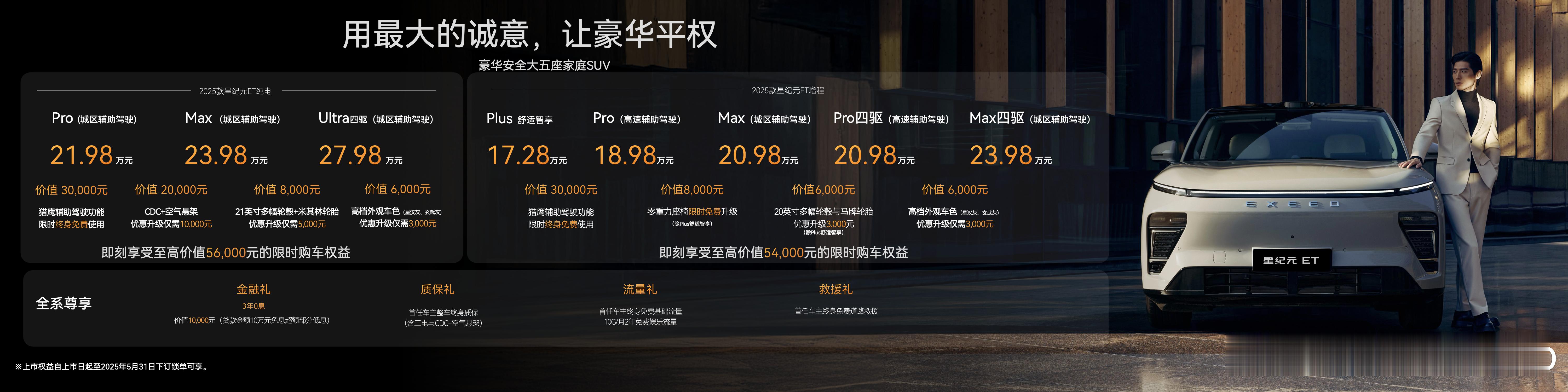 2025款星途星纪元ET 售价17.28万起。超大使用空间，座椅材质中使用的刺云