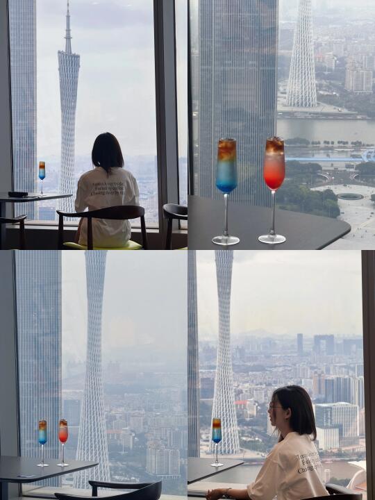 一杯咖啡就能跟广州塔合影📷