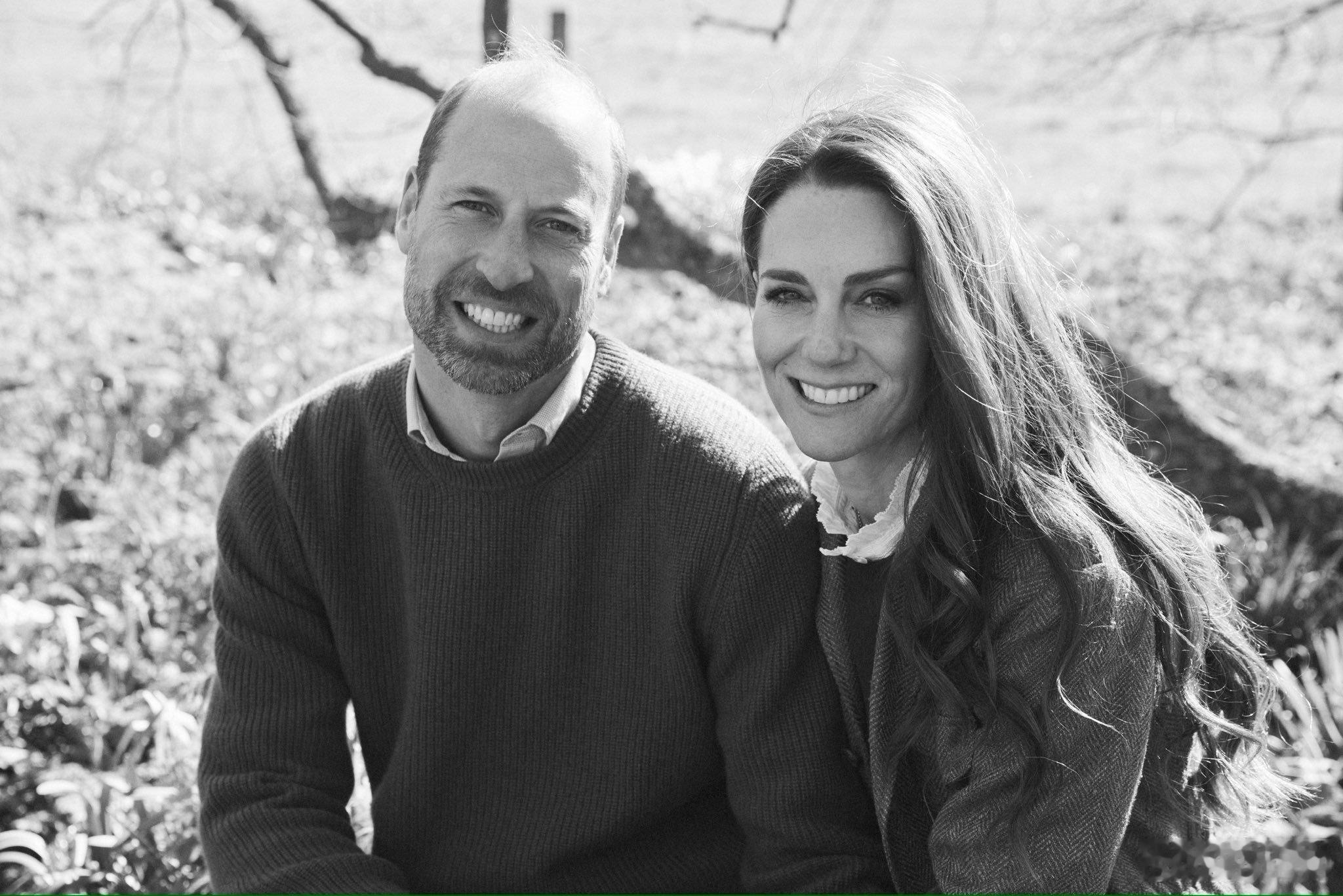 英国王室 🇬🇧2月14日，威尔士亲王夫妇和苏塞克斯公爵夫妇分别发布情人节照片