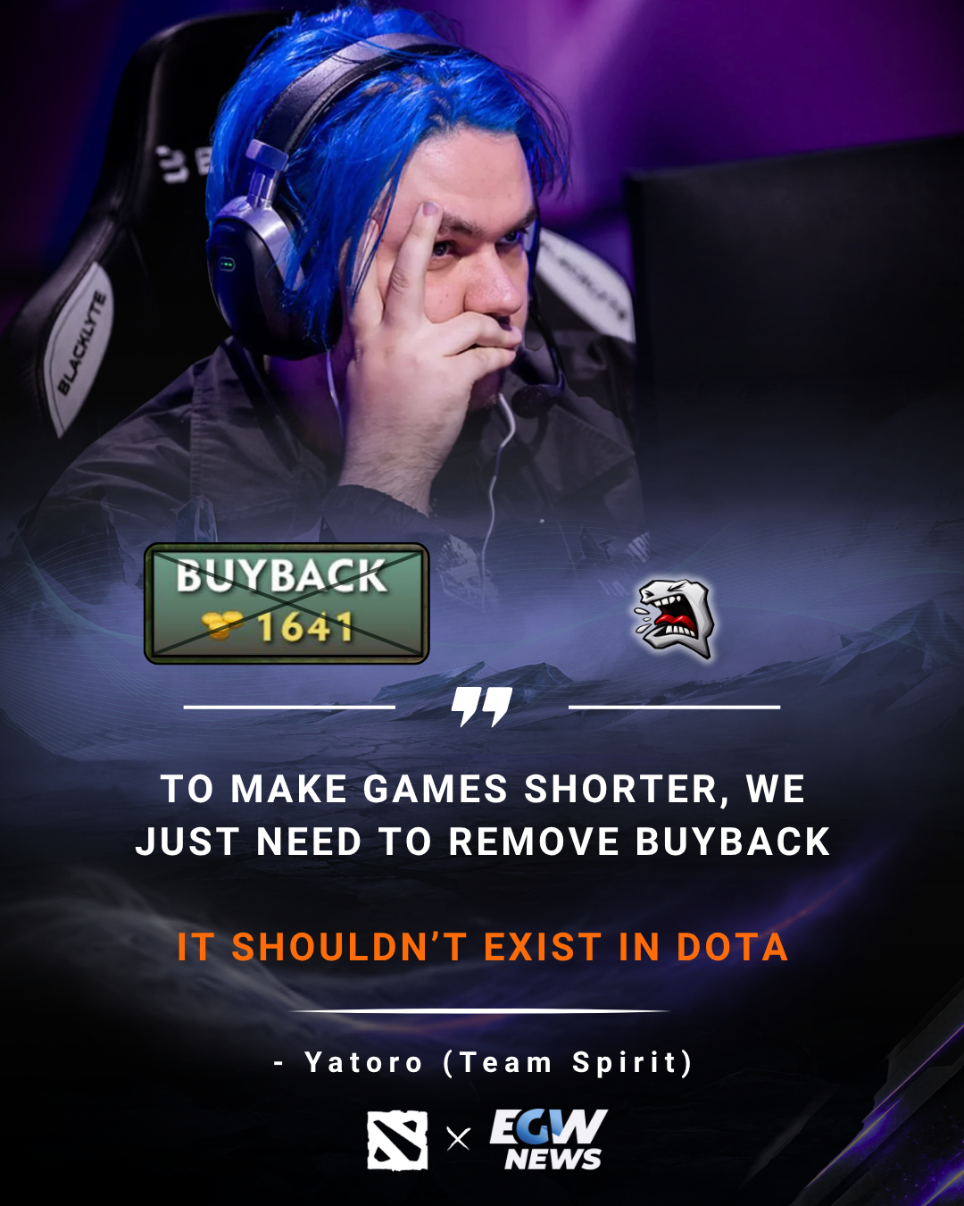 Yatoro最近提到，要加快DOTA2 一局比赛的长度，应该取消买活机制，不知道