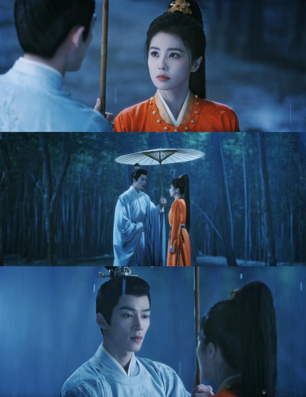 唐宫奇案把体型差玩明白了雨天同伞，萧怀瑾不自觉将伞倾向李佩仪。身高差让这倾斜成了