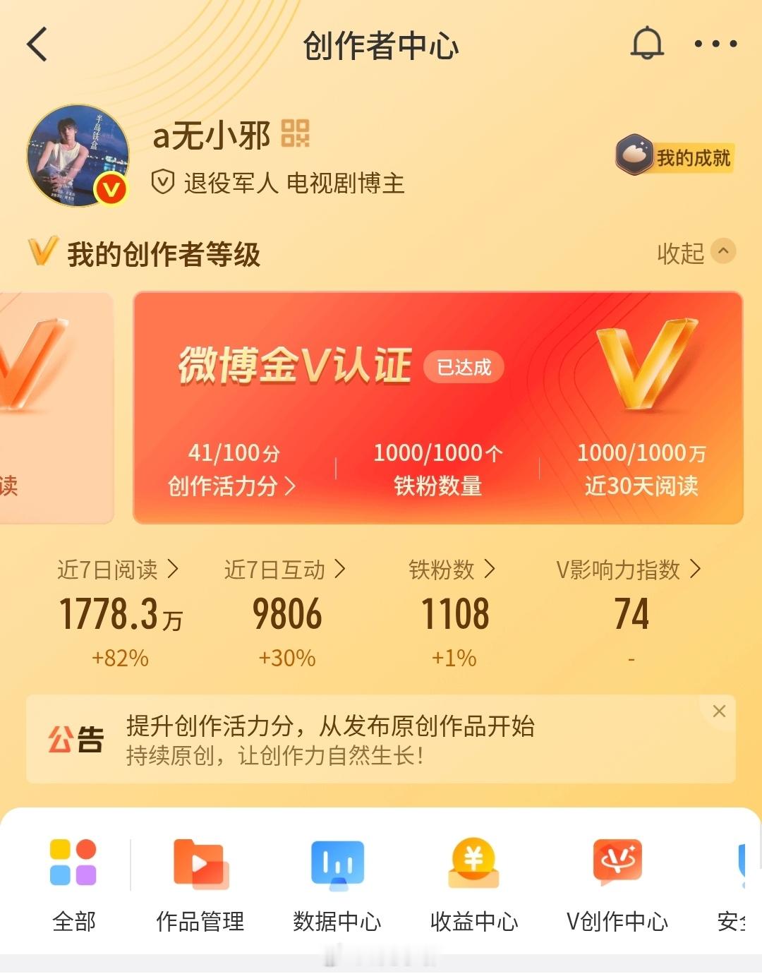 太好了，终于有V指数了创作活力分