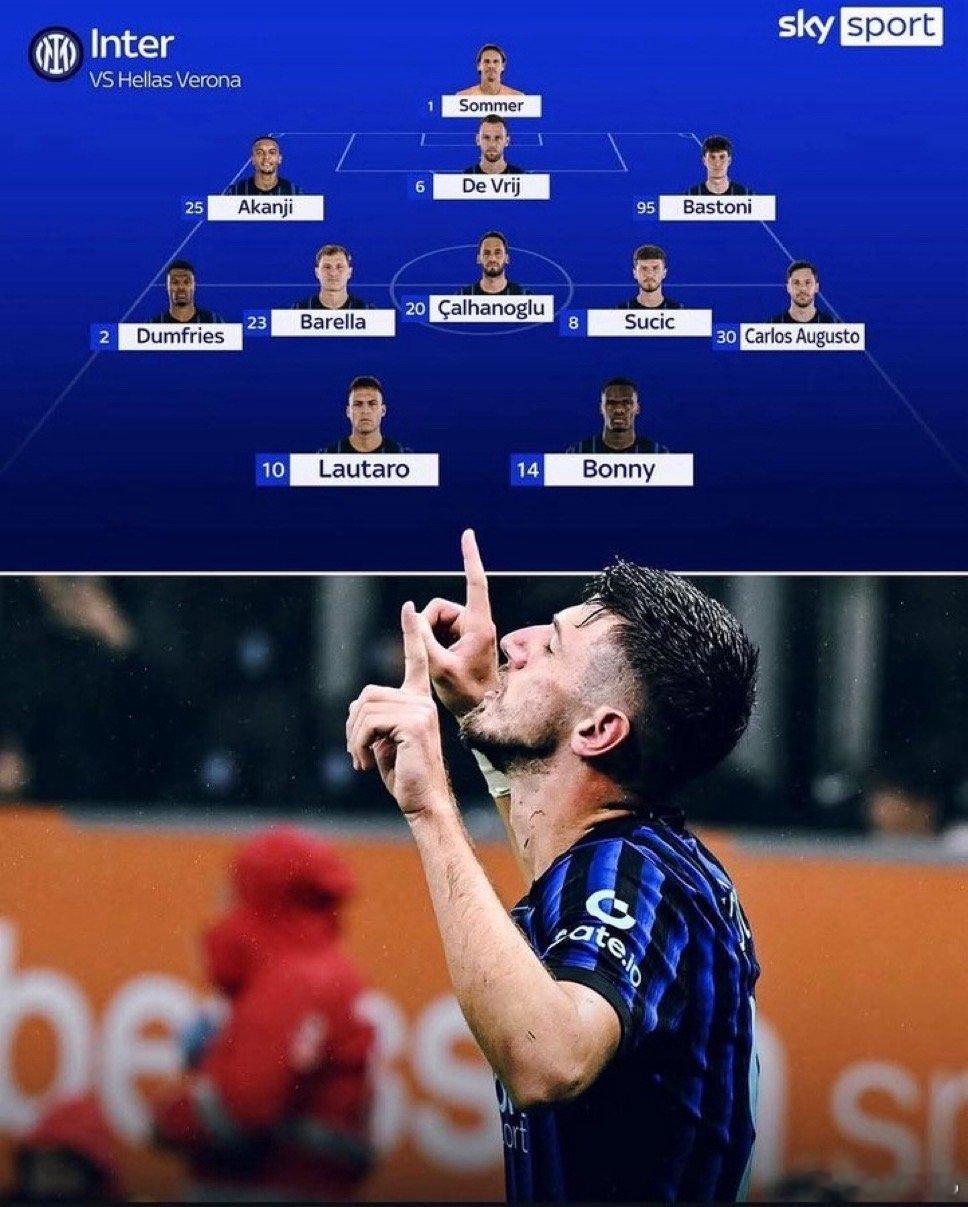 SKY目前对国米的首发预测如下国际米兰国际米兰3比0佛罗伦萨热点现场 预计博尼首