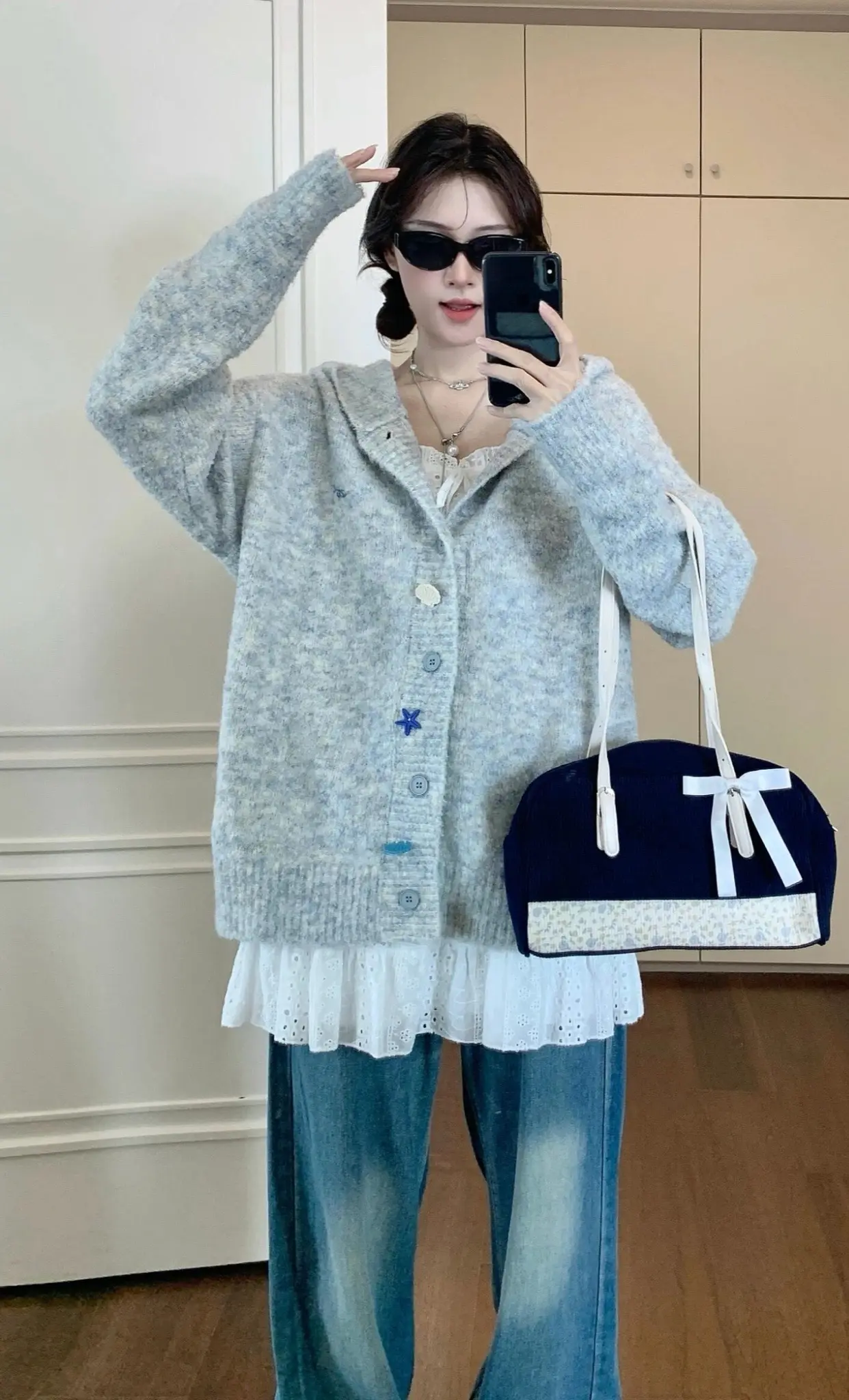 韩系穿搭 少女感夏日ootd 软糯毛衣女慵懒风 秋冬新款 秋季主打简单干净氛围感