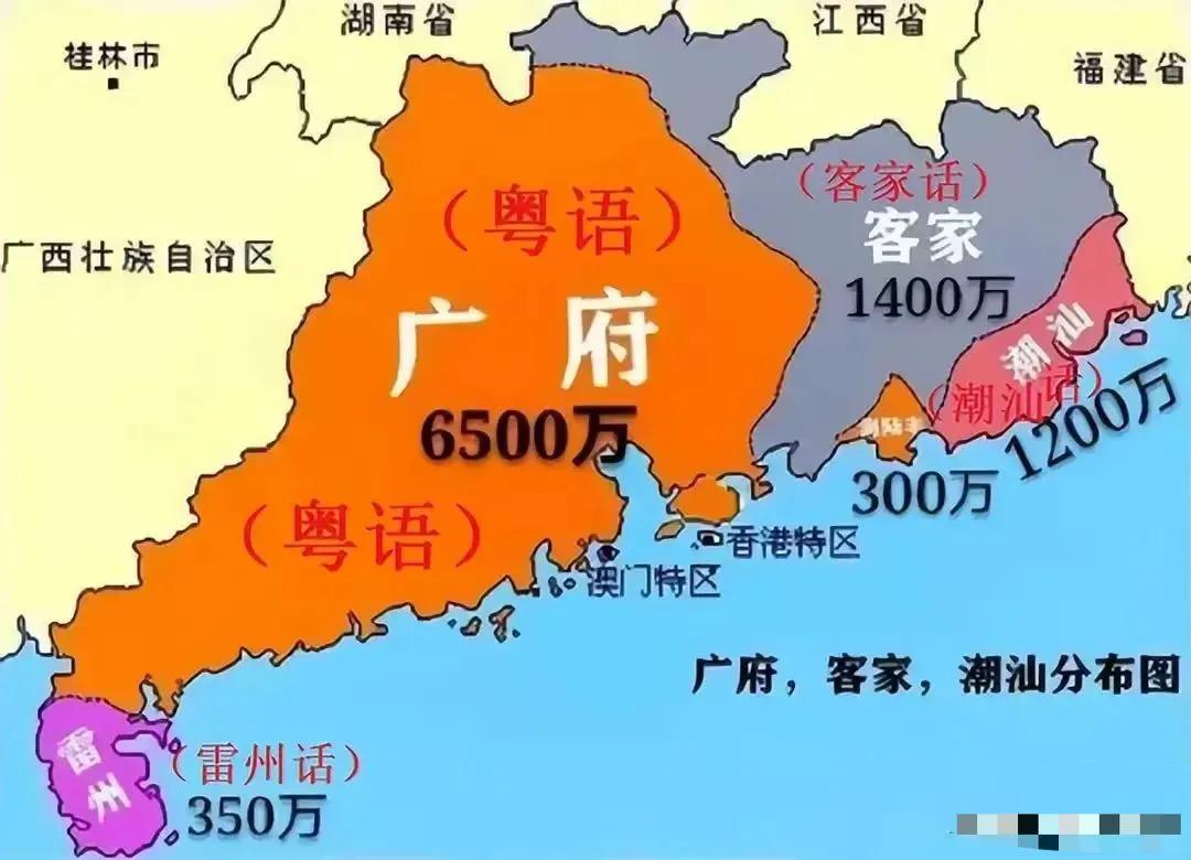 潮汕占地在广东是最小的，相比广府和客家，人口也是最少的，以至于很多潮汕人不得不出