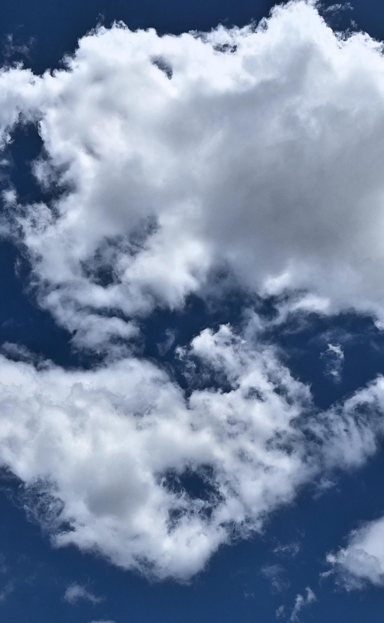 蓝天洁净、白云如棉花般柔软，飘向天空之城。
