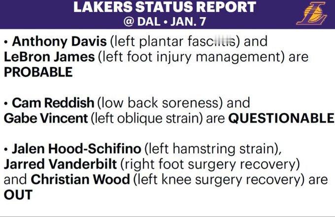 明天对战独行侠的伤病报告：詹姆斯，戴维斯大概率出战！雷迪什，文森特出战成疑！老三