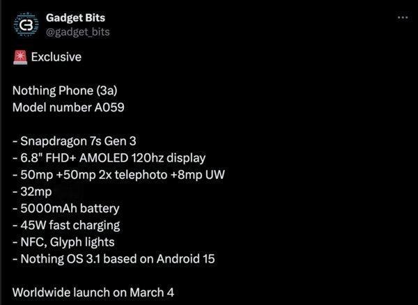 Nothing Phone 3a要来了，外媒爆料了相关参数配置，镜头Deco也学
